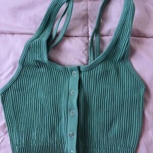 Aerie Ribbed Teal Crop Top